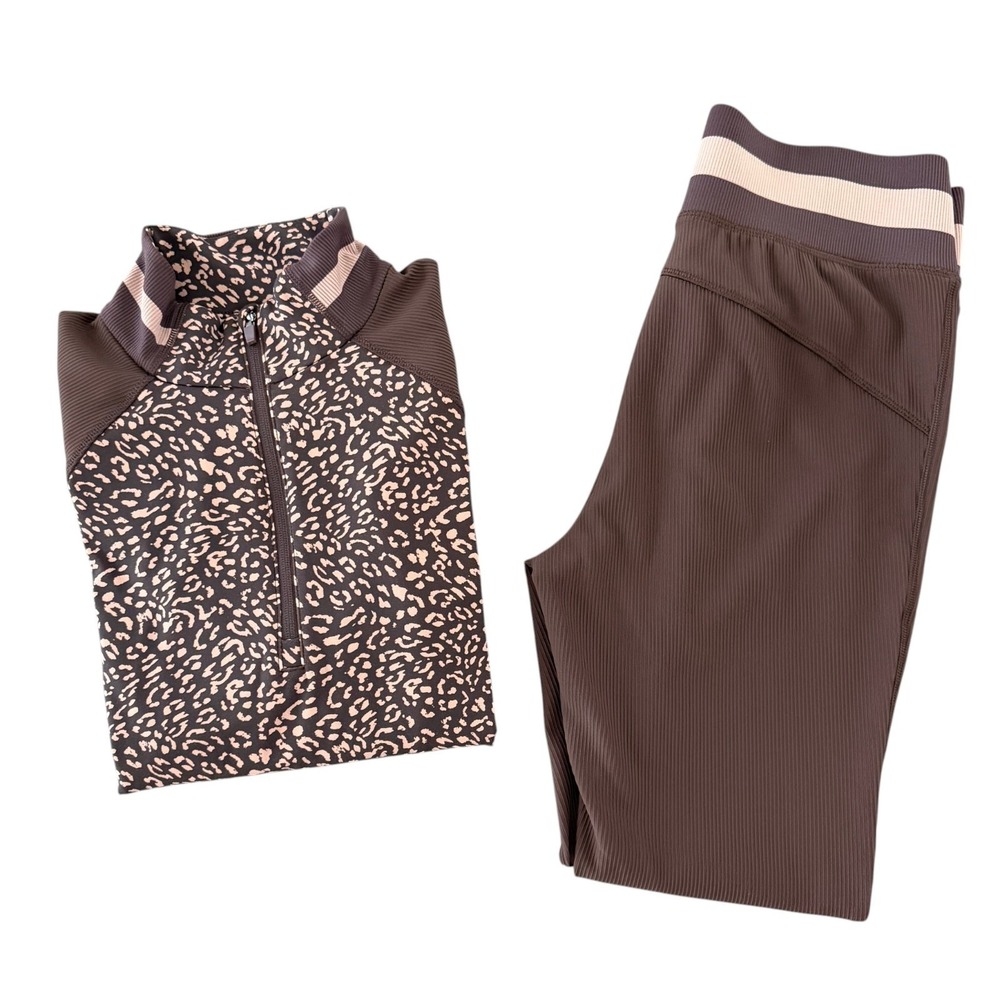 T by Talbots Performance Interlock Half-Zip Pullover XL Top & Pants Matching Set